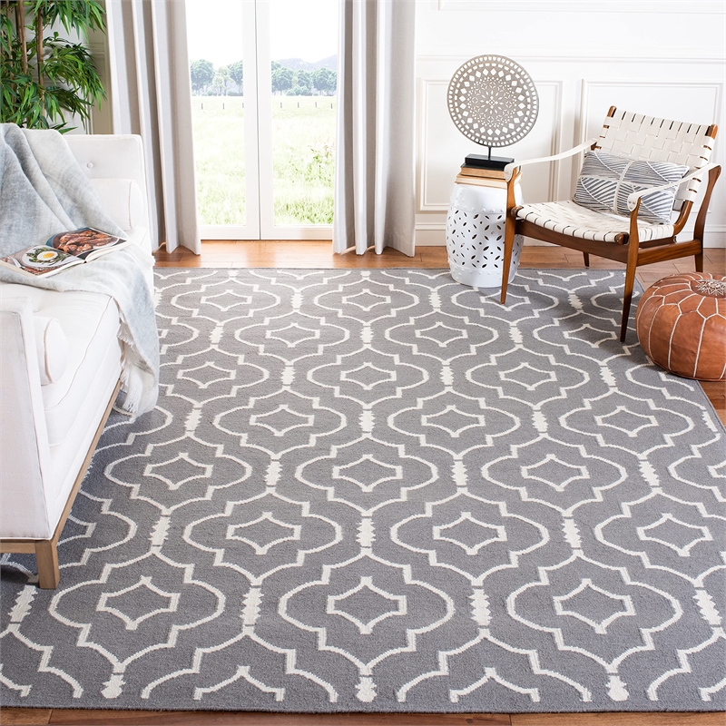 Safavieh Dhurries Grey Contemporary Rug - 9' x 12'