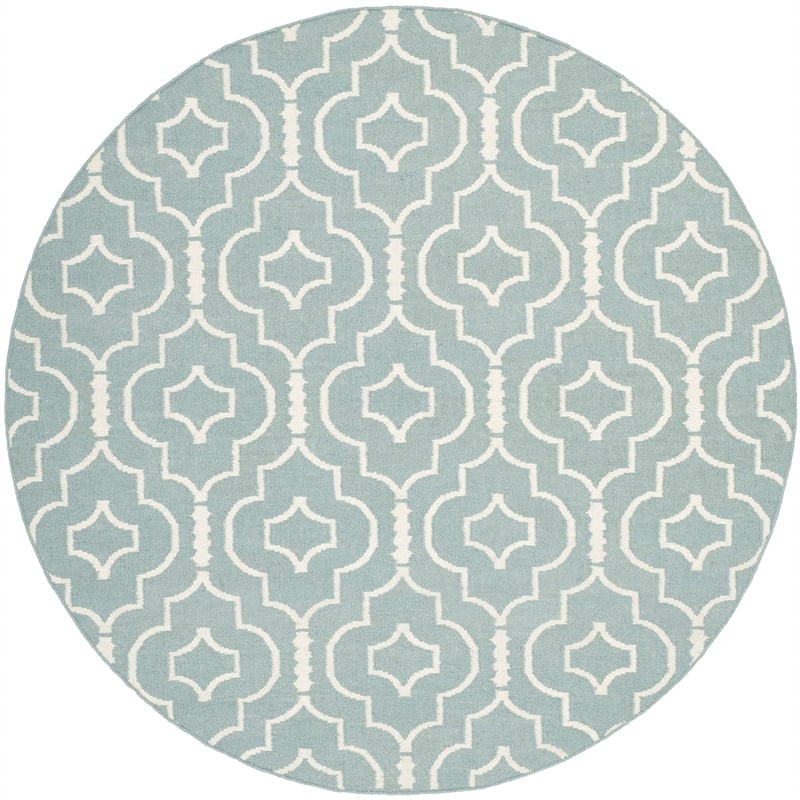 Safavieh Dhurries Light Blue Contemporary Rug - Round 6'