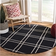 Safavieh Dhurries Black Contemporary Rug - Round 6'
