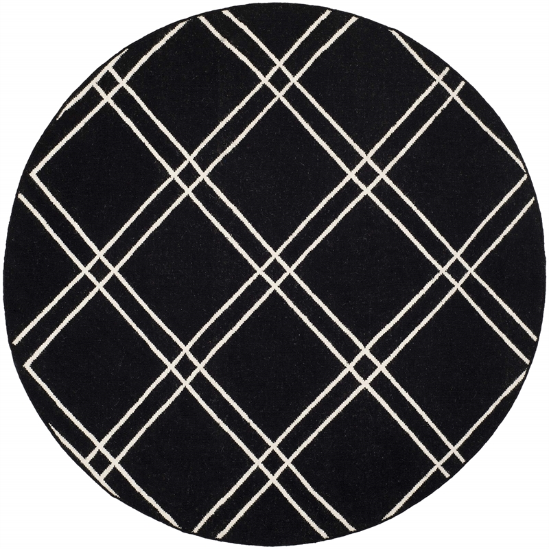 Safavieh Dhurries Black Contemporary Rug - Round 6'
