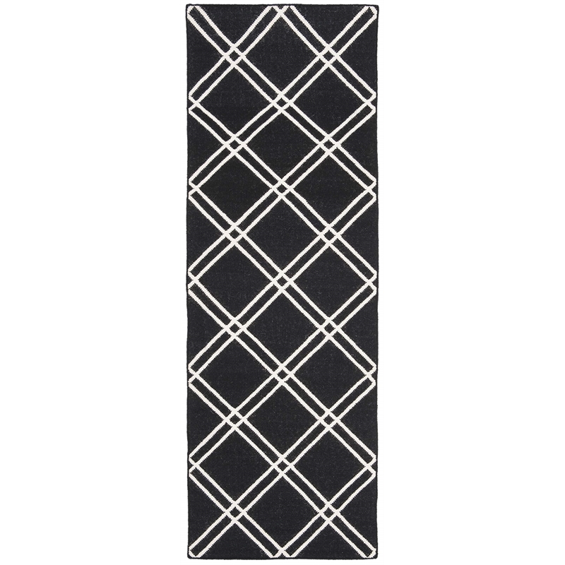 Safavieh Dhurries Black Contemporary Rug - Runner 2'6