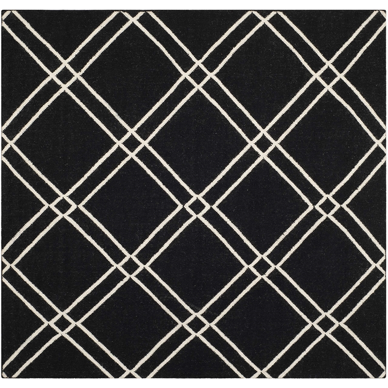 Safavieh Dhurries Black Contemporary Rug - Square 6'
