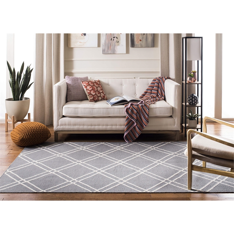 Safavieh Dhurries Grey Contemporary Rug - 9' x 12'