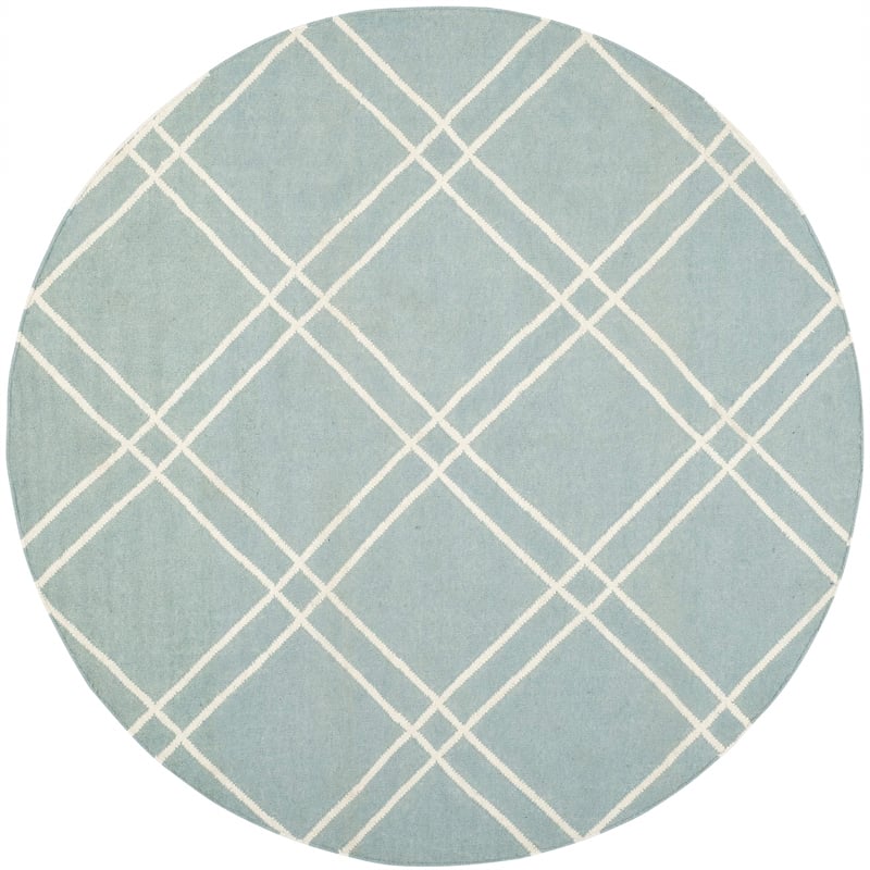 Safavieh Dhurries Light Blue Contemporary Rug - Round 6'