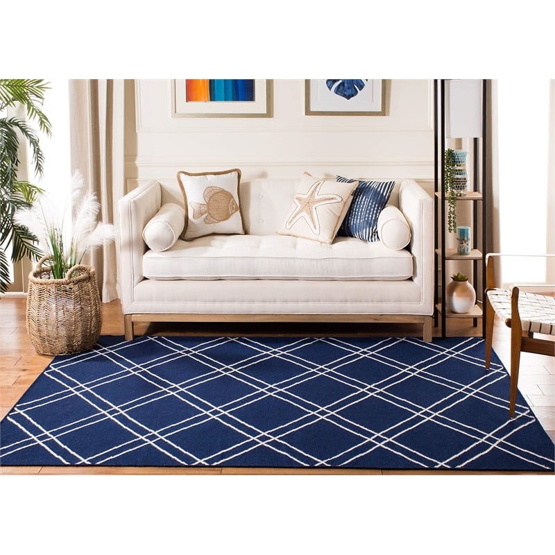 Safavieh Dhurries Navy Contemporary Rug - 8' x 10'