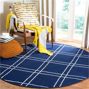 Safavieh Dhurries Navy Contemporary Rug - Round 6'