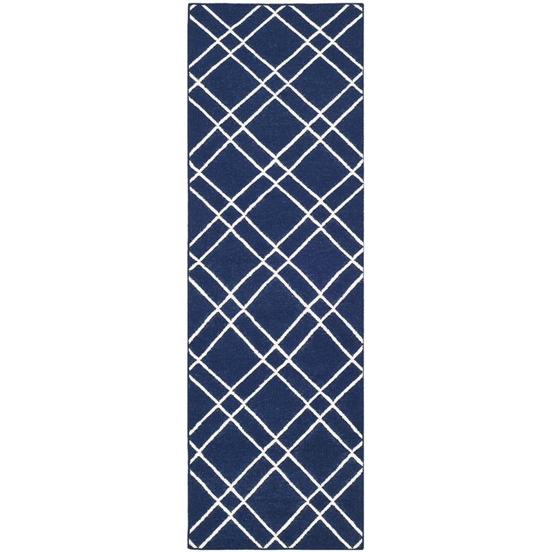 Safavieh Dhurries Navy Contemporary Rug - Runner 2'6