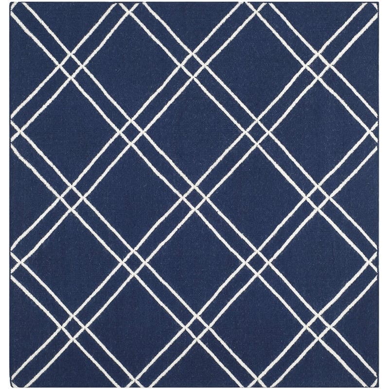 Safavieh Dhurries Navy Contemporary Rug - Square 6'