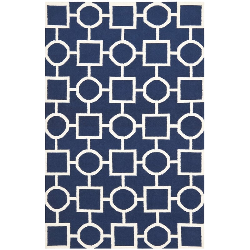 Safavieh Dhurries Navy Contemporary Rug - 4' x 6'