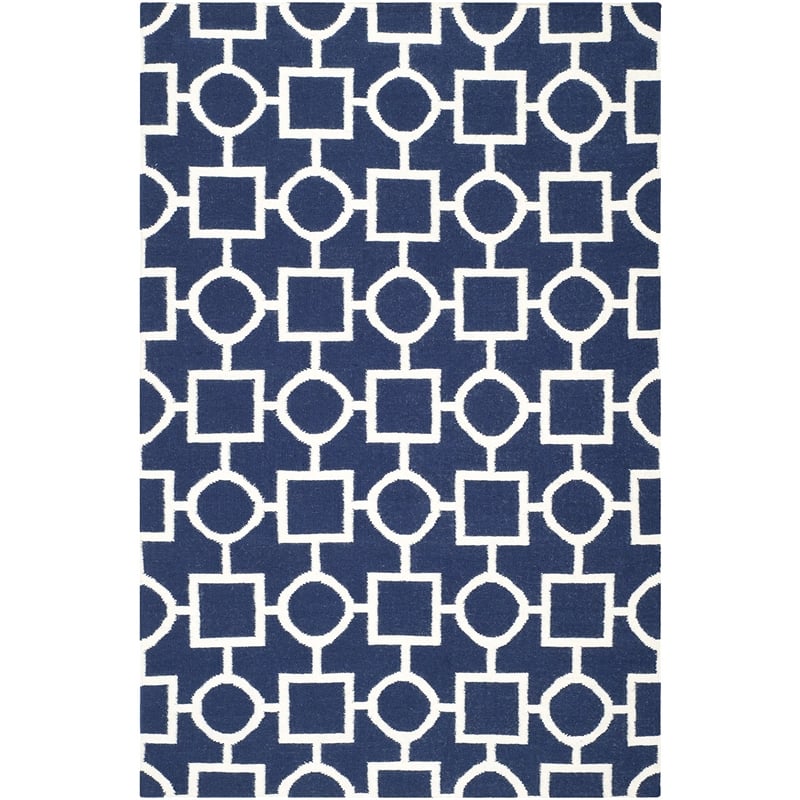 Safavieh Dhurries Navy Contemporary Rug - 6' x 9'