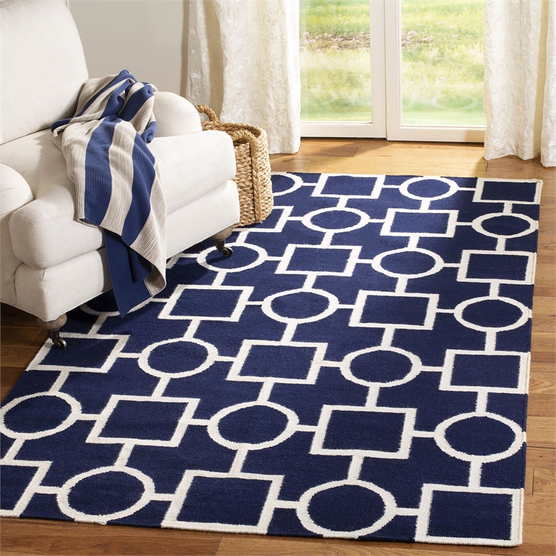 Safavieh Dhurries Navy Contemporary Rug - Square 6'