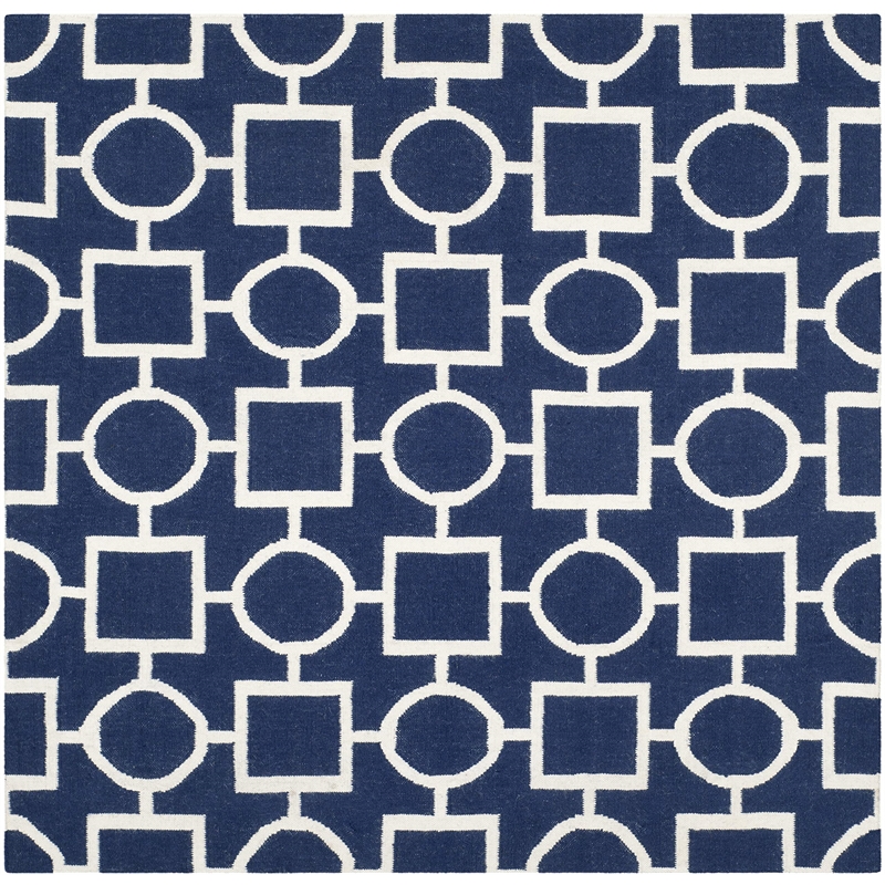 Safavieh Dhurries Navy Contemporary Rug - Square 6'
