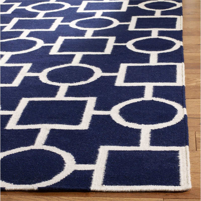 Safavieh Dhurries Navy Contemporary Rug - Square 6'