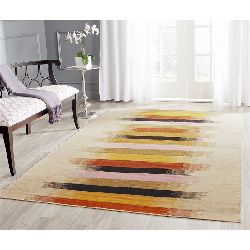 Safavieh Dhurries Beige Contemporary Rug - 6' x 9'