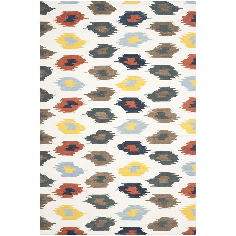 Safavieh Dhurries Ivory Contemporary Rug - 6' x 9'