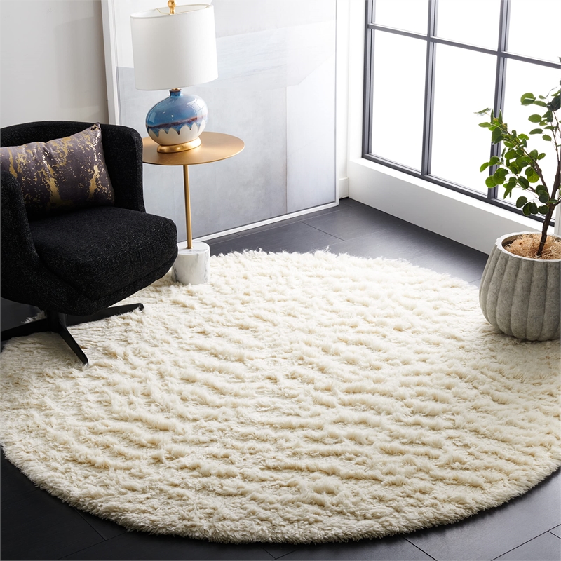 Safavieh Flokati Ivory Shag Rug - Round 6'