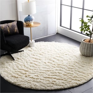 Safavieh Flokati Ivory Shag Rug - Round 6'