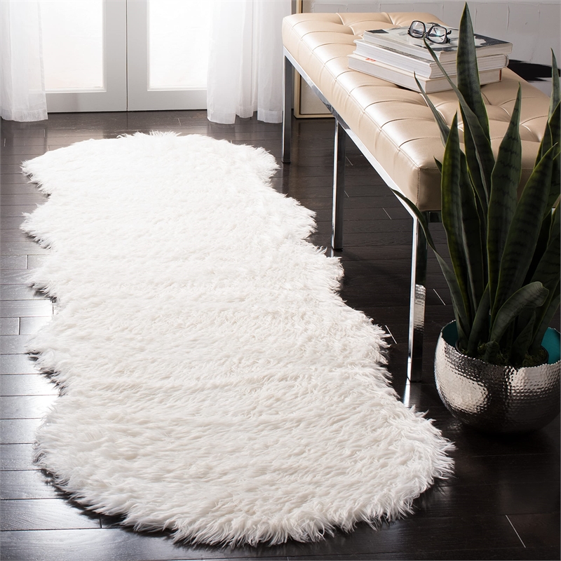 Safavieh Faux Sheep Skin Ivory Shag Rug - Runner 2'6