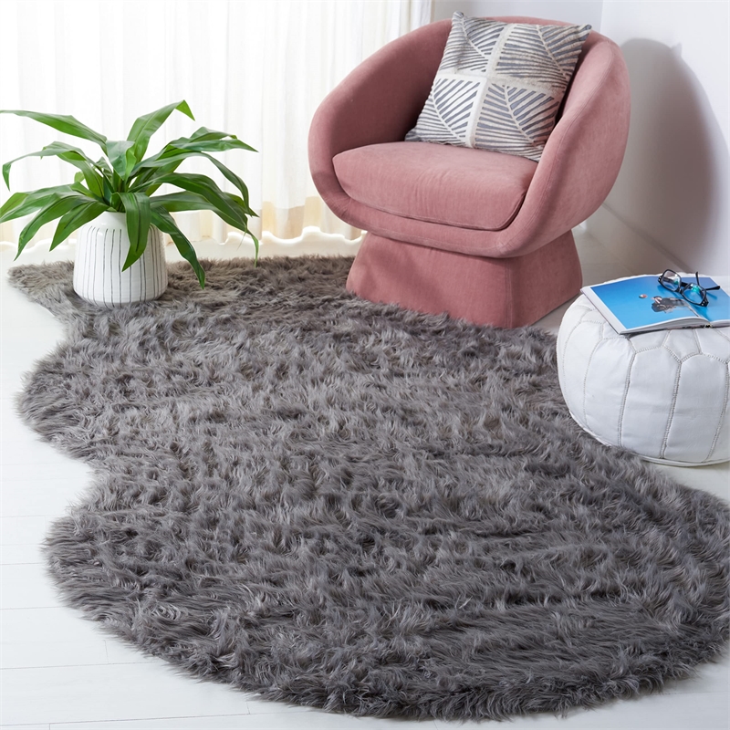Safavieh Faux Sheep Skin Grey Shag Rug - 6' x 9'