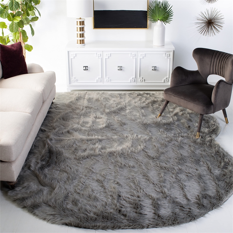 Safavieh Faux Sheep Skin Grey Shag Rug - 8' x 10'