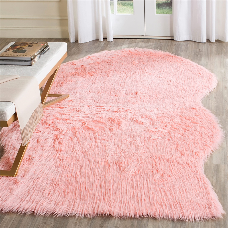 Safavieh Faux Sheep Skin Pink Shag Rug - 4' x 6'