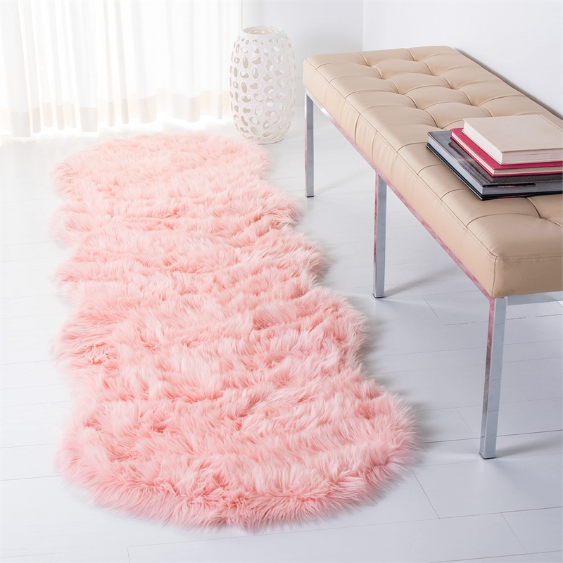 Safavieh Faux Sheep Skin Pink Shag Rug - 2'6