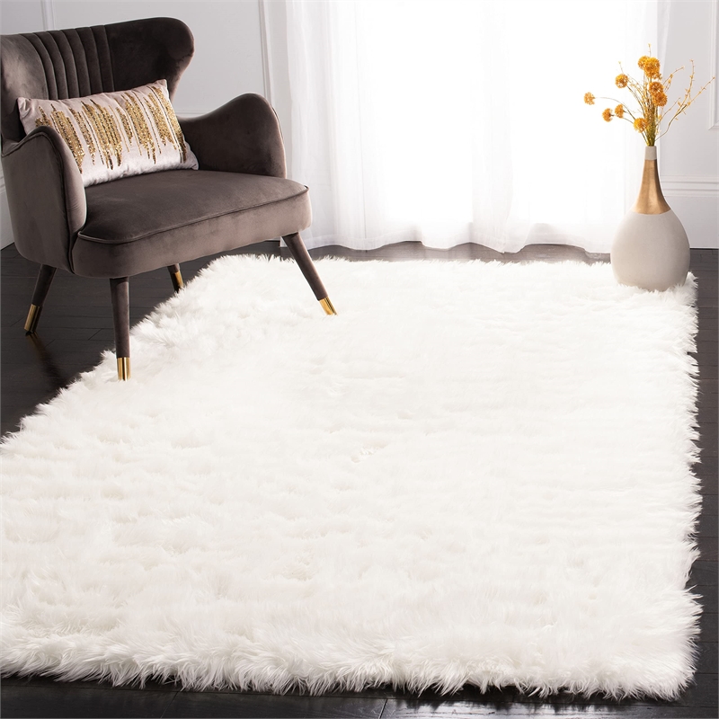 Safavieh Faux Sheep Skin Ivory Shag Rug - 3 x 5