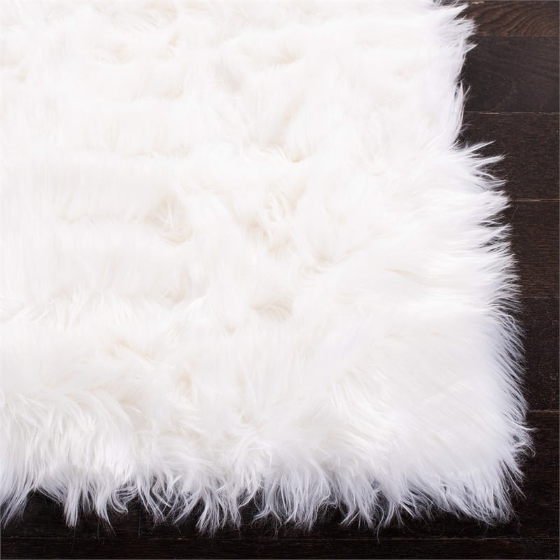 Safavieh Faux Sheep Skin Ivory Shag Rug - 3 x 5
