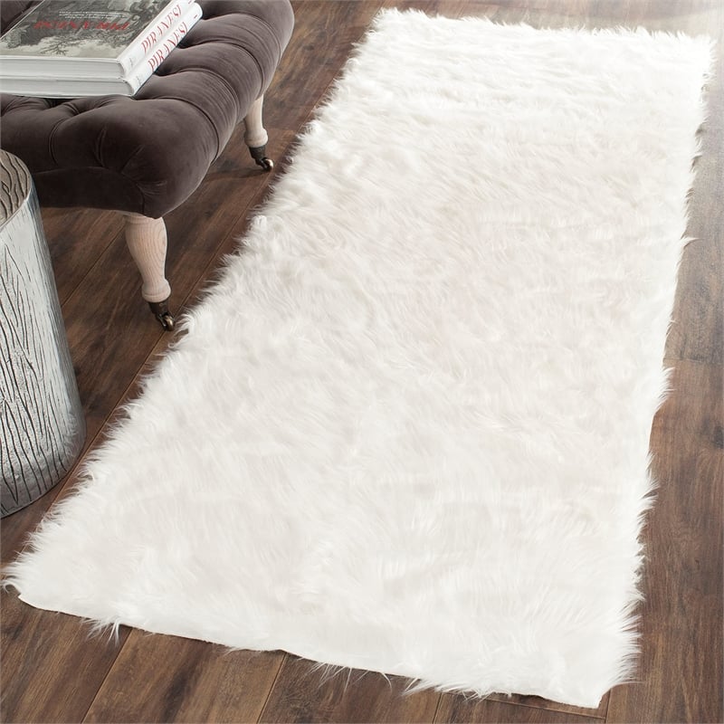 Safavieh Faux Sheep Skin Ivory Shag Rug - Runner 2'6