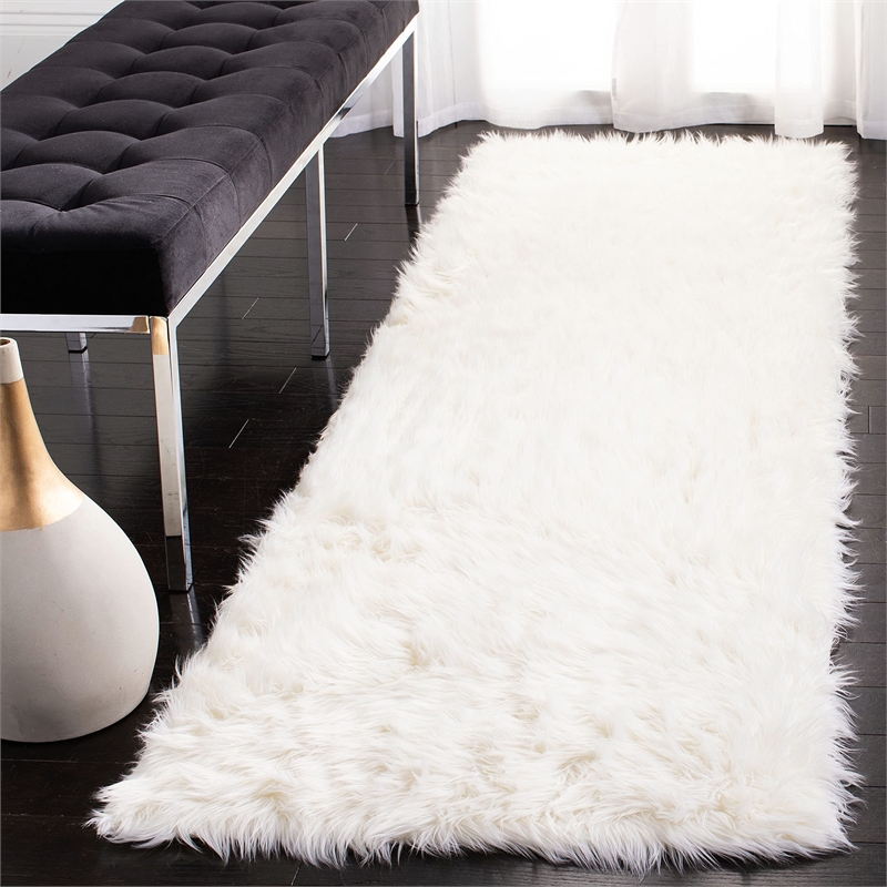 Safavieh Faux Sheep Skin Ivory Shag Rug - Runner 2'6