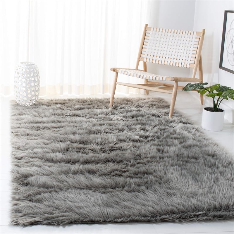 Safavieh Faux Sheep Skin Grey Shag Rug - 8' x 10'