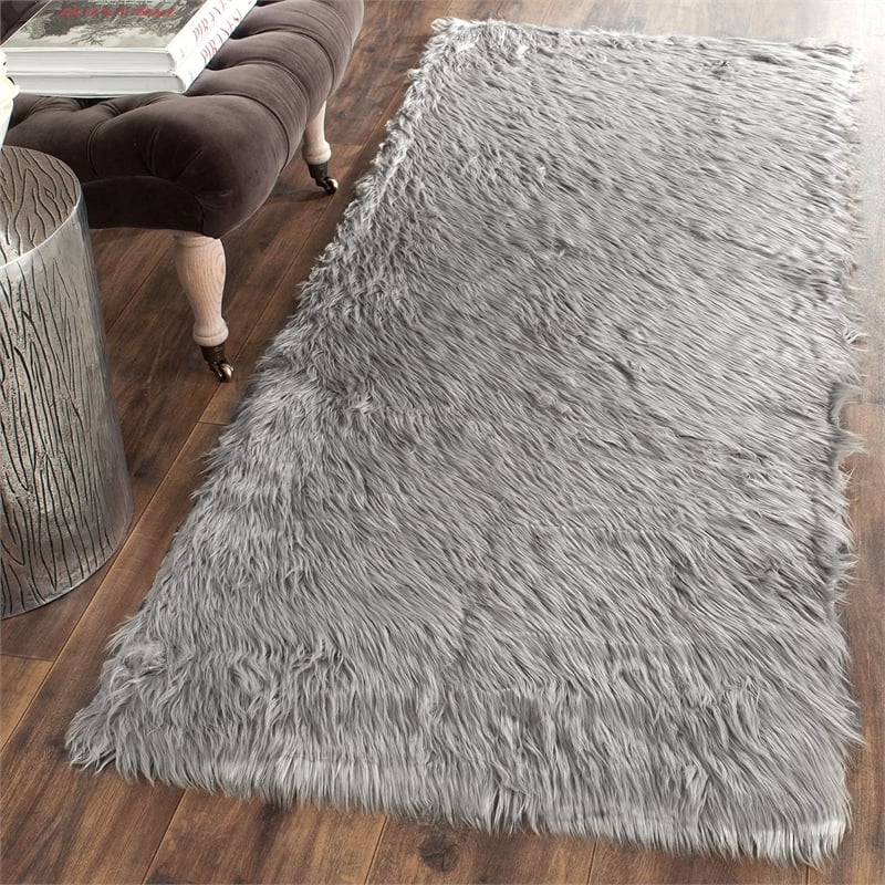 Safavieh Faux Sheep Skin Grey Shag Rug - Runner 2'6