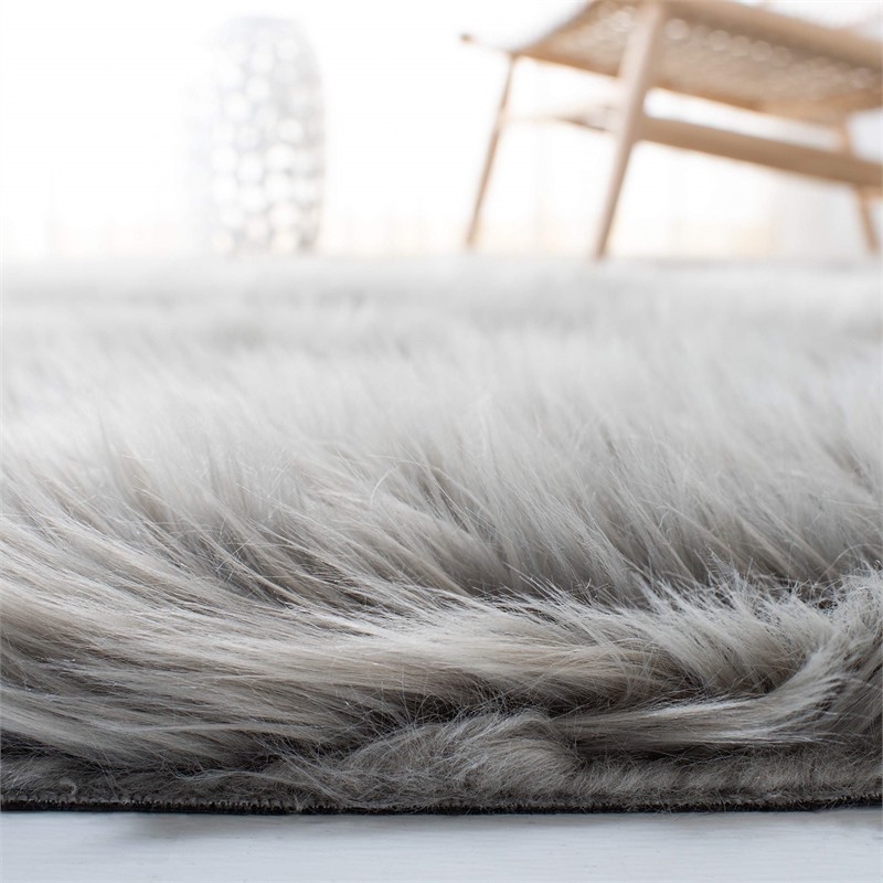 Safavieh Faux Sheep Skin Grey Shag Rug - Runner 2'6