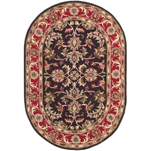 Safavieh Heritage 7'-6&quot x 9'-6&quot Wool Hand Tufted Rug in Chocolate / Red