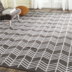 Safavieh Kilim 8'-0&quot x 10'-0&quot Wool Flat Weave with embroidery Rug in Charcoal