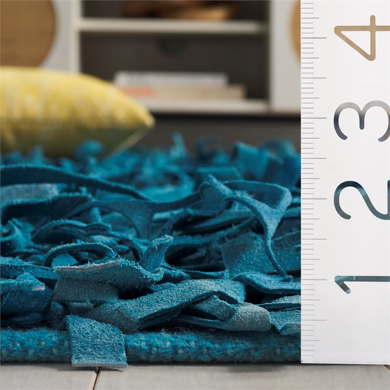 Safavieh Leather Shag Light Blue Shag Rug - Runner 2'3