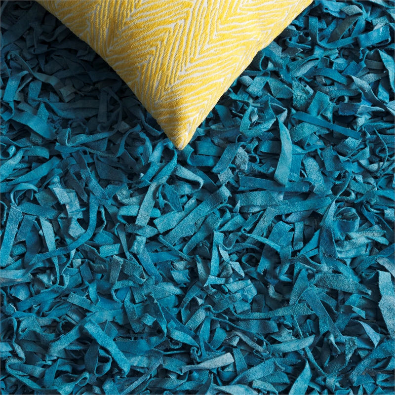 Safavieh Leather Shag Light Blue Shag Rug - Runner 2'3