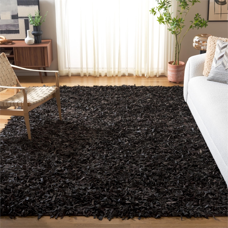 Safavieh Leather Shag Grey Shag Rug - 8' x 10'