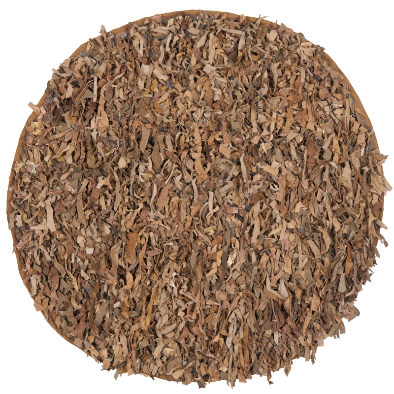 Safavieh Leather Shag Grey Shag Rug - Round 4'