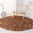 Safavieh Leather Shag Grey Shag Rug - Round 4'