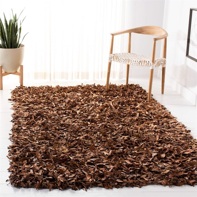 Safavieh Leather Shag Grey Shag Rug - Square 8'