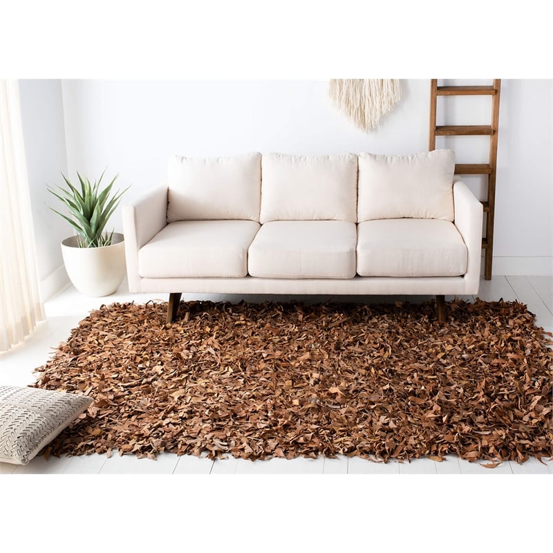 Safavieh Leather Shag Grey Shag Rug - Square 8'