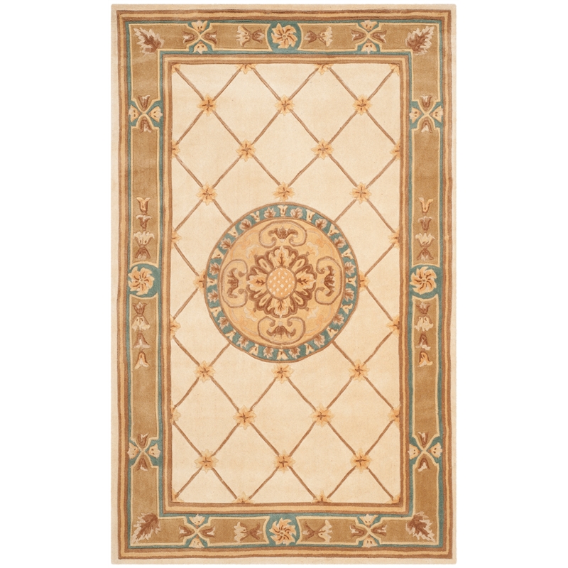 Safavieh Naples 4' X 6' Wool Hand Tufted Rug in Ivory / Caramel