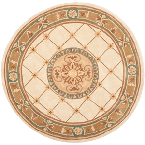 Safavieh Naples 6' X 6'  Round Wool Hand Tufted Rug in Ivory / Caramel