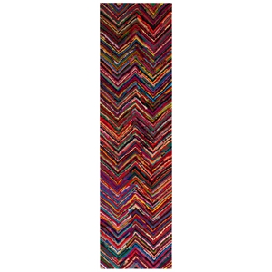 Safavieh Nantucket 2'-3&quot x 12'-0&quot Cotton Hand Tufted Rug in Pink / Multi-Color