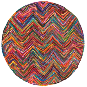 Safavieh Nantucket 8'-0&quot x 8'-0&quot Cotton Hand Tufted Rug in Pink / Multi-Color