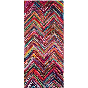 Safavieh Nantucket 2'-3&quot x 5'-0&quot Cotton Hand Tufted Rug in Pink / Multi-Color