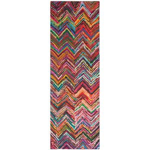Safavieh Nantucket 2'-3&quot x 8'-0&quot Cotton Hand Tufted Rug in Pink / Multi-Color