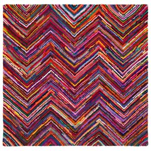 Safavieh Nantucket 6'-0&quot x 6'-0&quot Cotton Hand Tufted Rug in Pink / Multi-Color