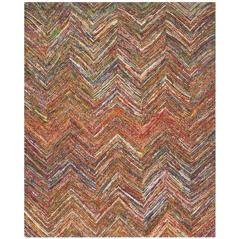 Safavieh Nantucket 9' X 12' Cotton Pile Hand Tufted Rug In Red And Blue